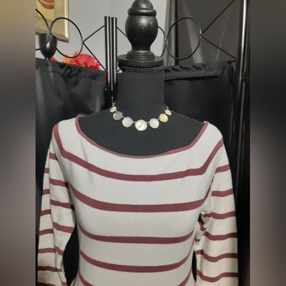 H&M Striped White and Red Top Women's Size L Coastle Nautica Sailor - Picture 2 of 5